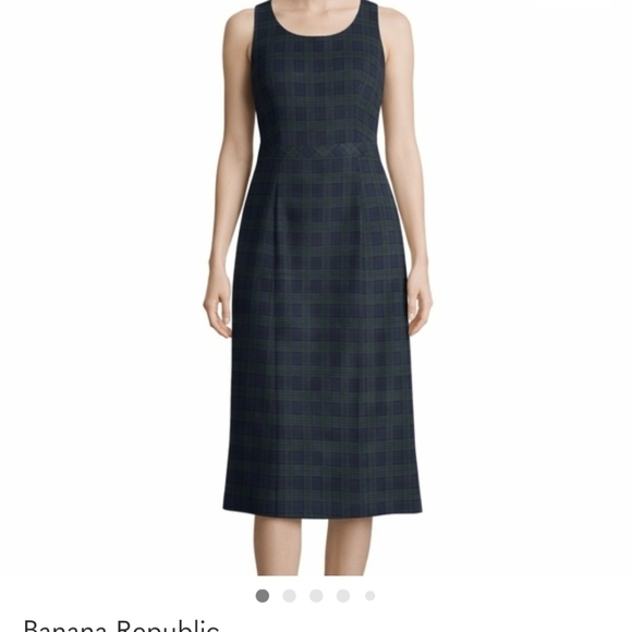 Banana Republic Dresses & Skirts - Banana Republic Navy and Forest Green Plaid Midi Dress